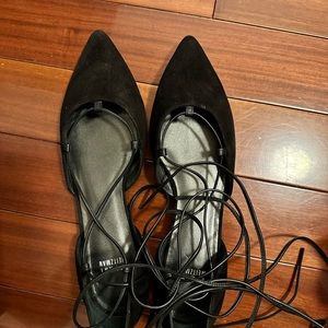 Stuart Weitzman Gilligan Lace-Up d'Orsay Flat, Black